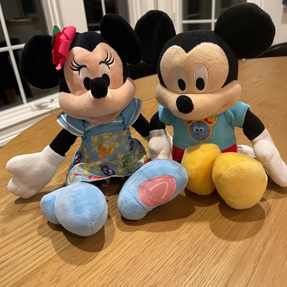 Disney Mickey and Minnie Plush Duo with Blue and Yellow Accents